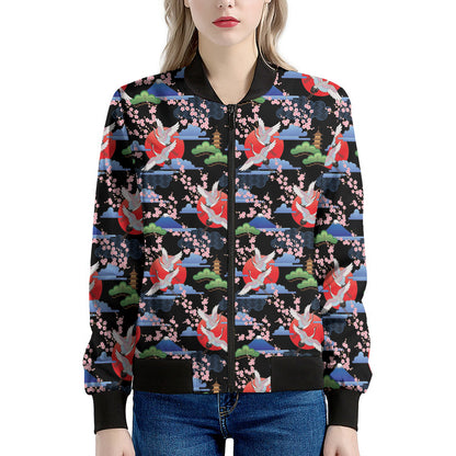 Japanese Traditional Pattern Print Women's Bomber Jacket