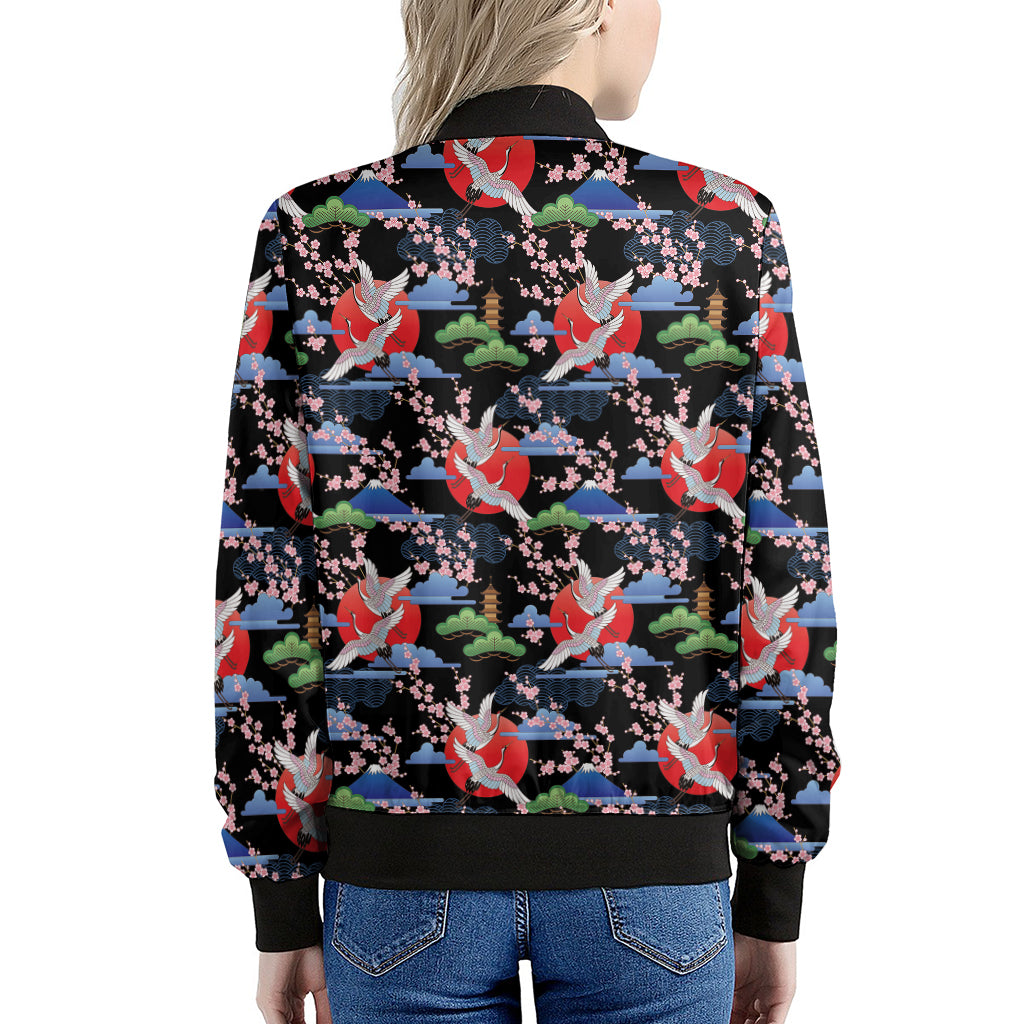Japanese Traditional Pattern Print Women's Bomber Jacket
