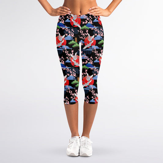 Japanese Traditional Pattern Print Women's Capri Leggings