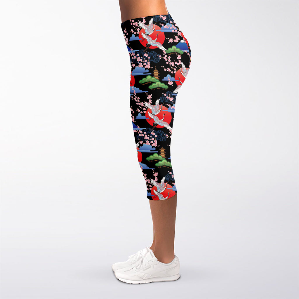 Japanese Traditional Pattern Print Women's Capri Leggings
