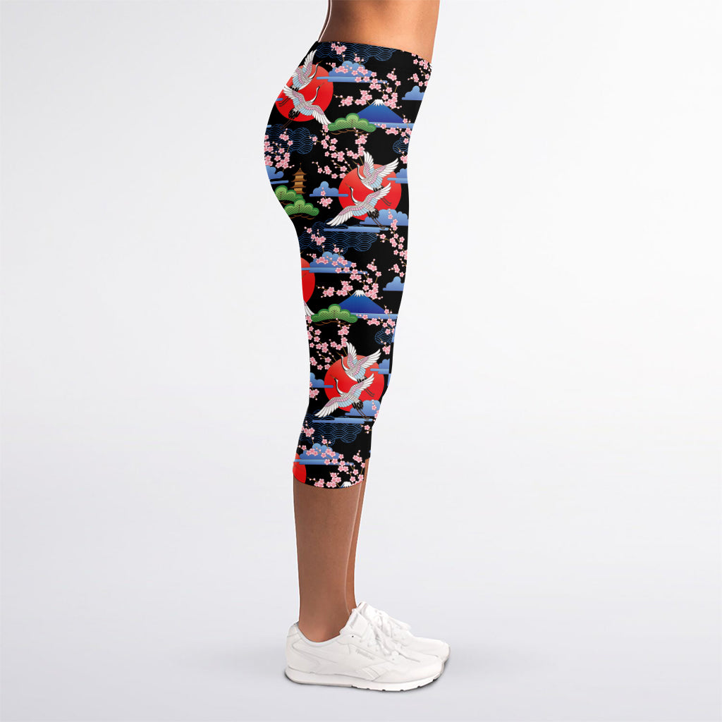 Japanese Traditional Pattern Print Women's Capri Leggings