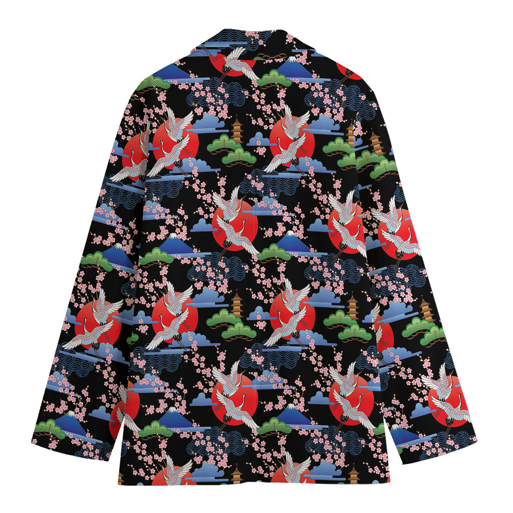 Japanese Traditional Pattern Print Women's Cotton Blazer