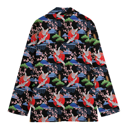 Japanese Traditional Pattern Print Women's Cotton Blazer