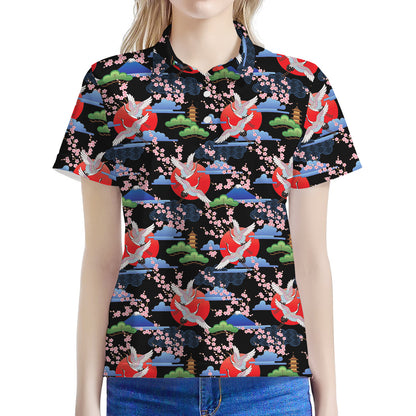 Japanese Traditional Pattern Print Women's Polo Shirt
