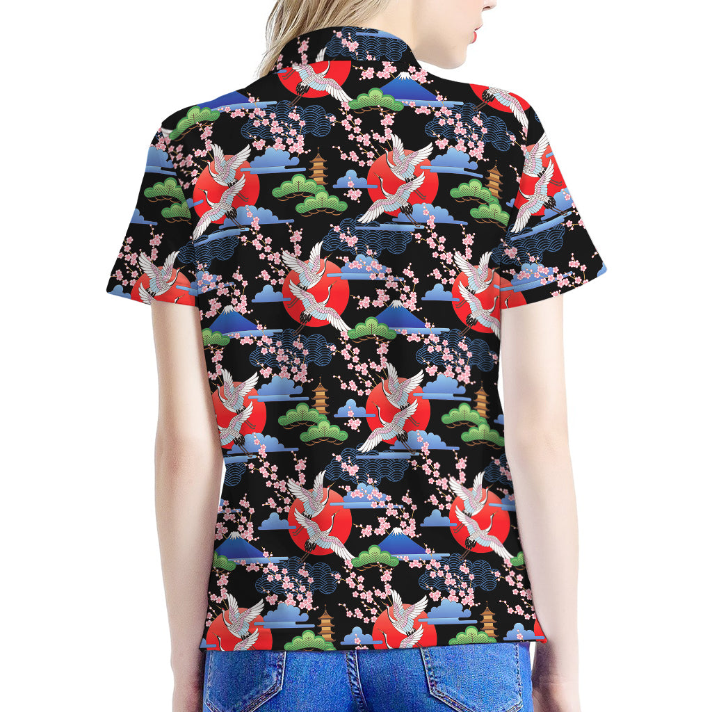 Japanese Traditional Pattern Print Women's Polo Shirt