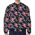 Japanese Traditional Pattern Print Zip Sleeve Bomber Jacket