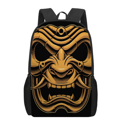 Japanese Warrior Mask Print 17 Inch Backpack