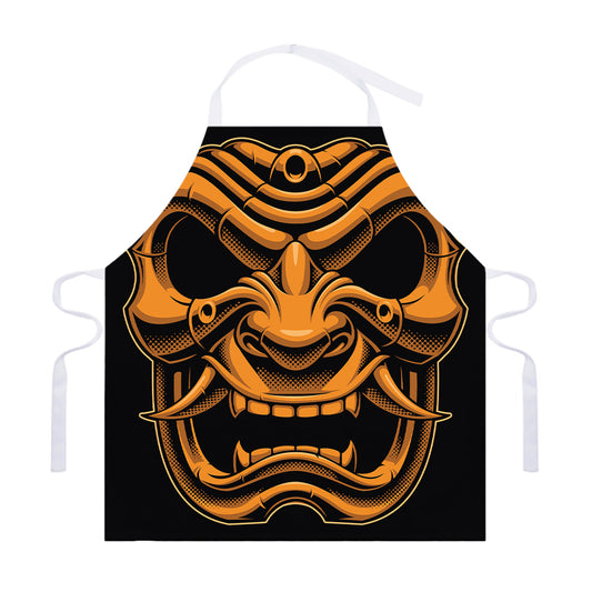 Japanese Warrior Mask Print Adjustable Apron