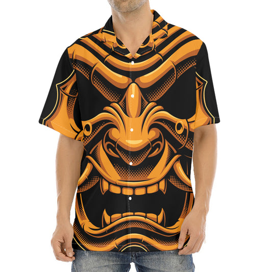 Japanese Warrior Mask Print Aloha Shirt