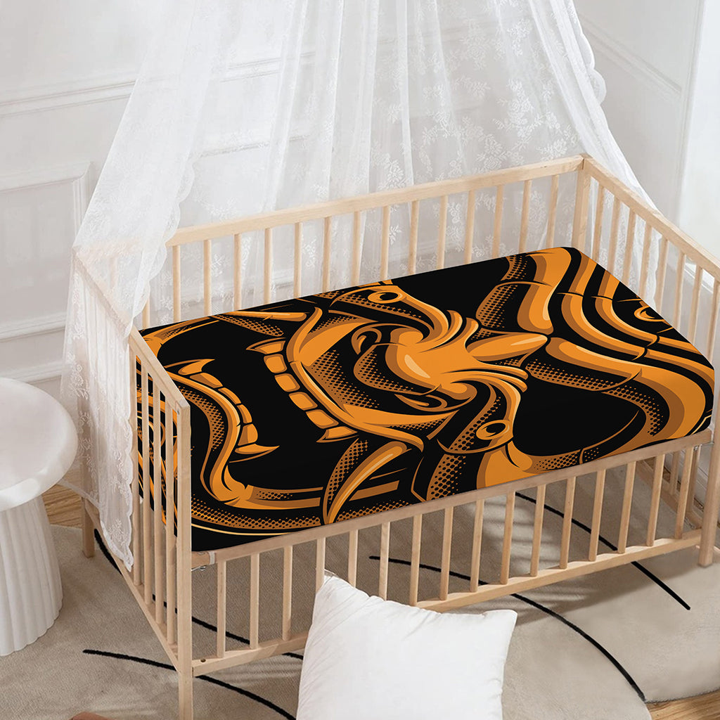 Japanese Warrior Mask Print Baby Crib Sheet