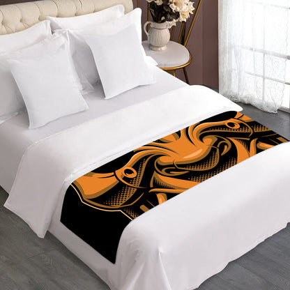 Japanese Warrior Mask Print Bed Runner