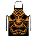 Japanese Warrior Mask Print Bib Apron With Pocket