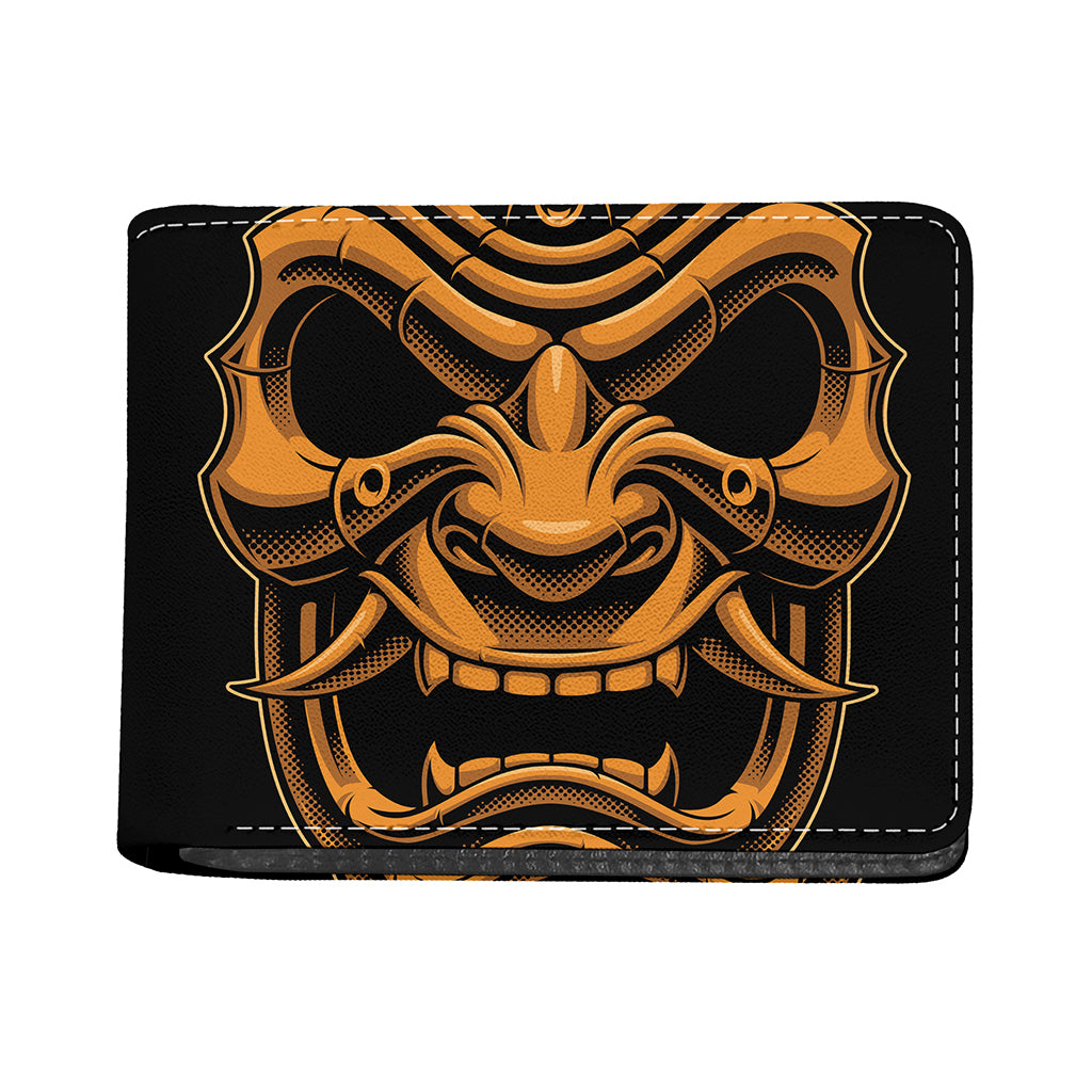 Japanese Warrior Mask Print Bifold Wallet