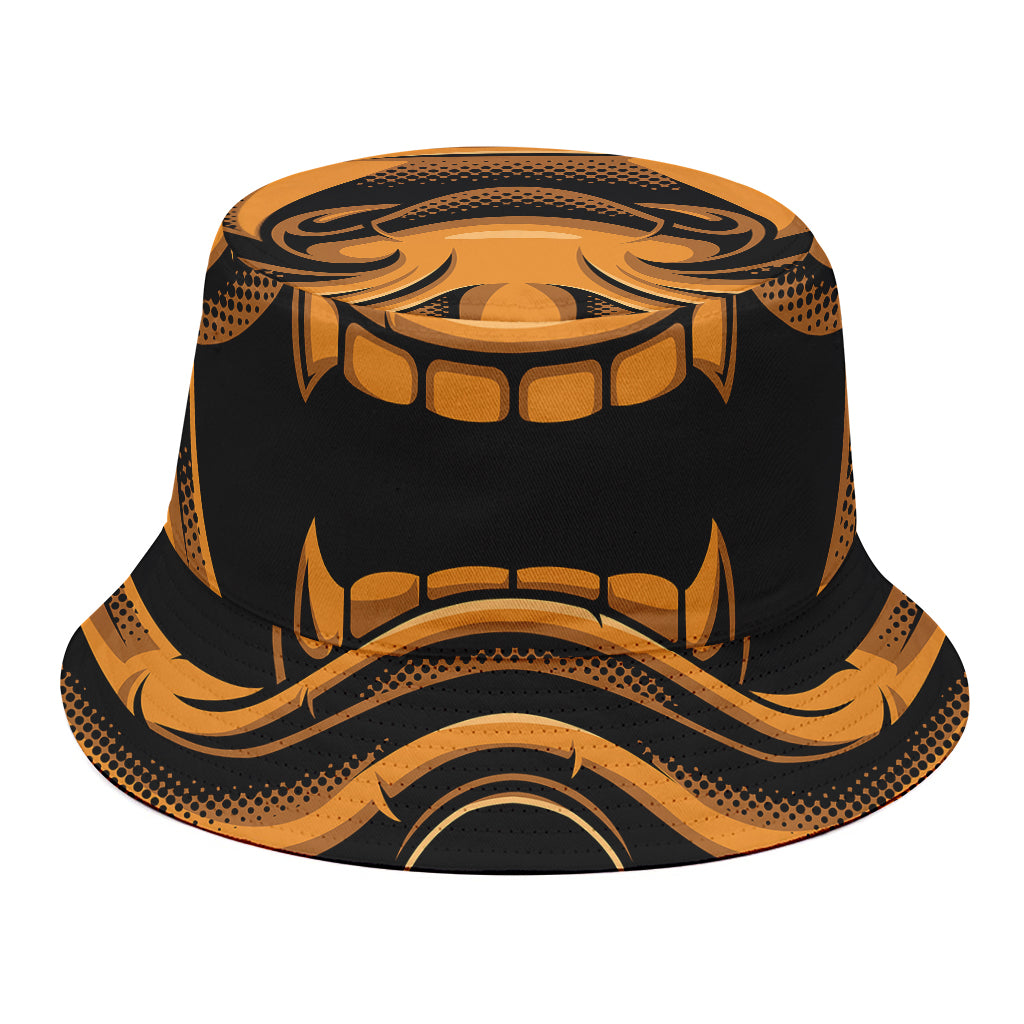 Japanese Warrior Mask Print Bucket Hat