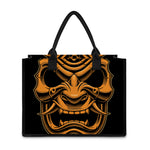 Japanese Warrior Mask Print Canvas Tote Bag