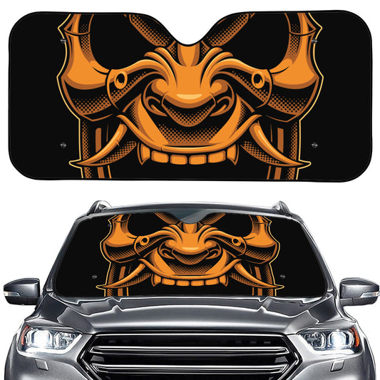 Japanese Warrior Mask Print Car Windshield Sun Shade
