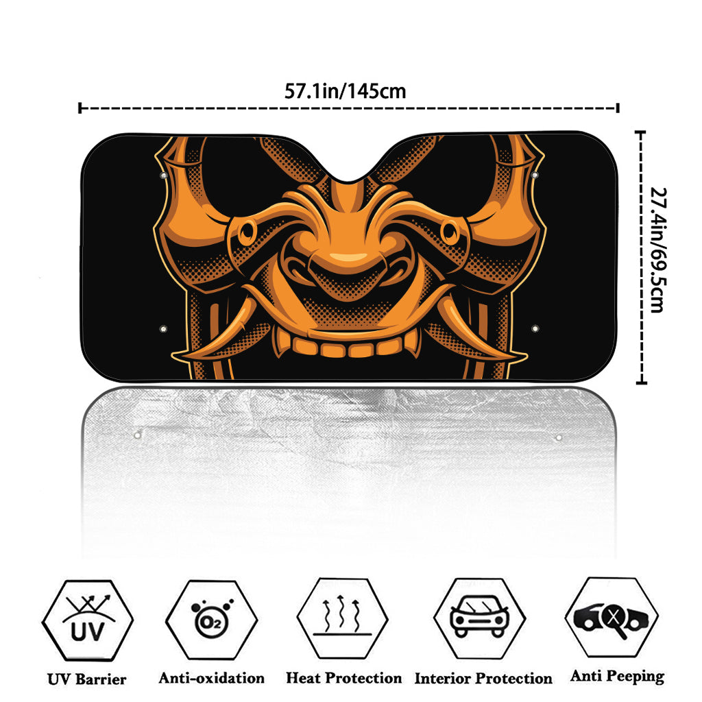 Japanese Warrior Mask Print Car Windshield Sun Shade