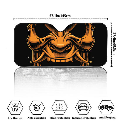Japanese Warrior Mask Print Car Windshield Sun Shade