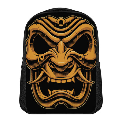 Japanese Warrior Mask Print Casual Backpack