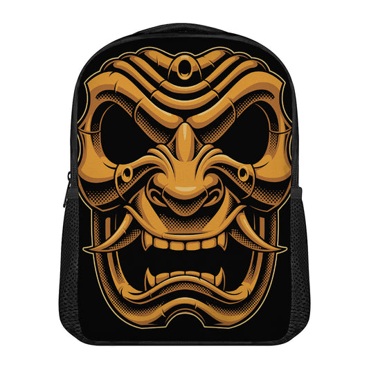 Japanese Warrior Mask Print Casual Backpack