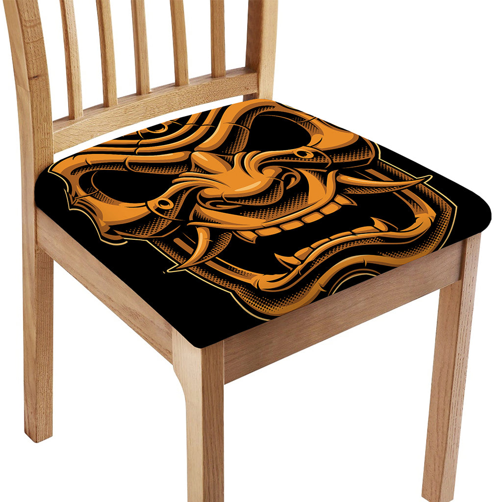 Japanese Warrior Mask Print Chair Cushion Cover