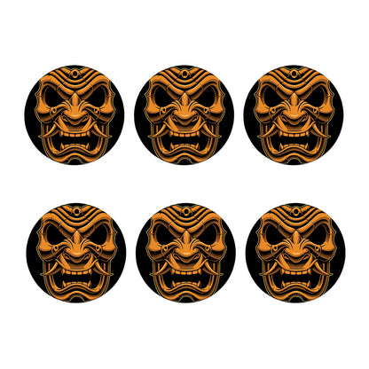 Japanese Warrior Mask Print Coaster Set