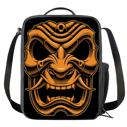 Japanese Warrior Mask Print Crossbody Lunch Bag
