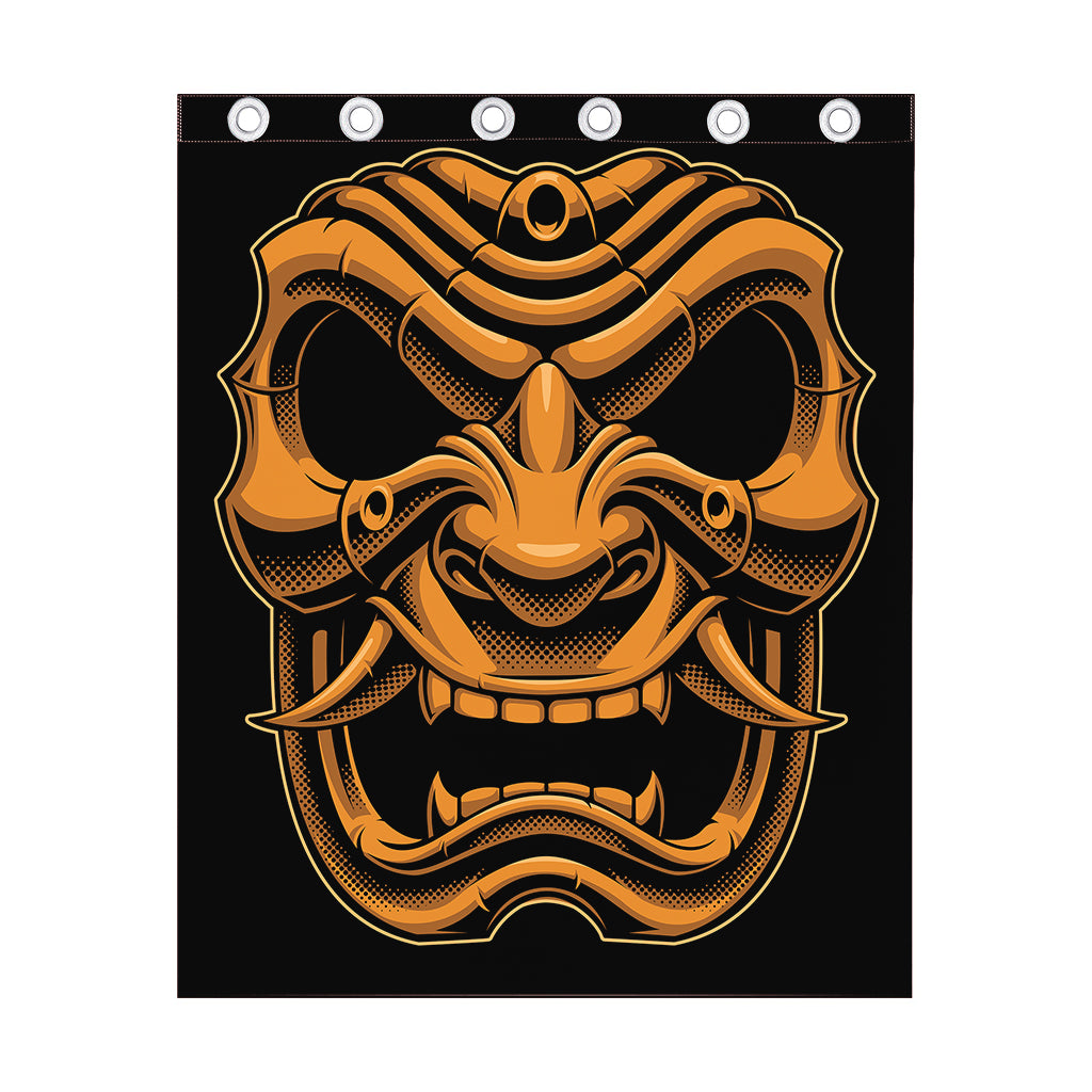 Japanese Warrior Mask Print Curtain