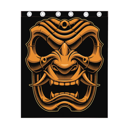 Japanese Warrior Mask Print Curtain