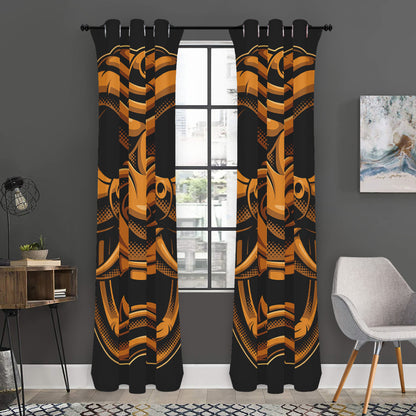 Japanese Warrior Mask Print Curtain