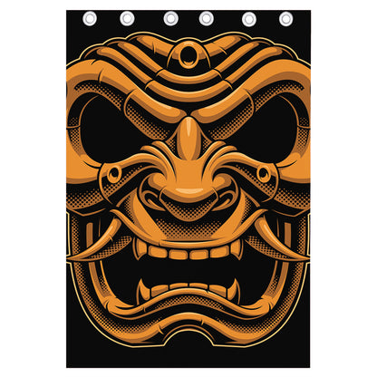 Japanese Warrior Mask Print Curtain