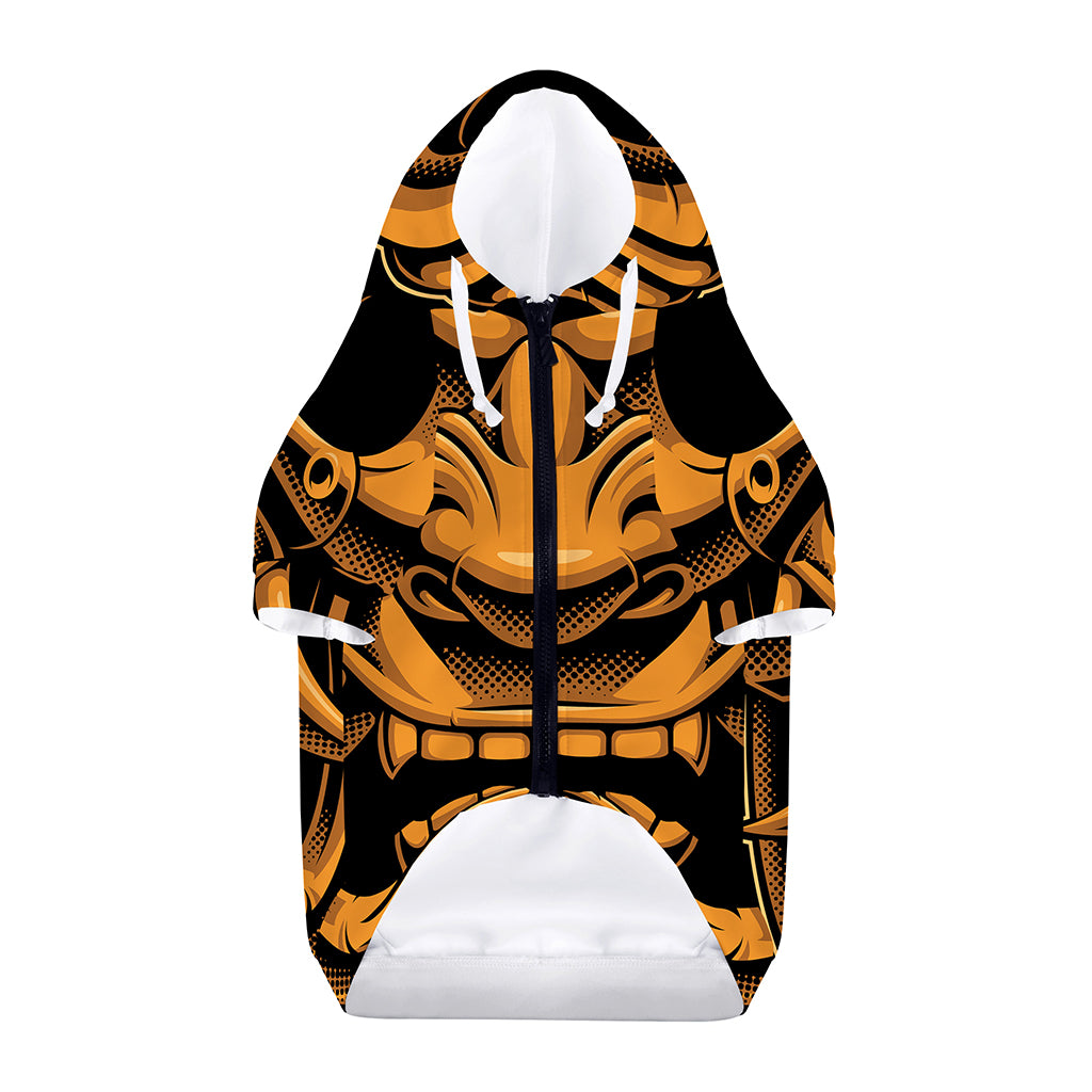 Japanese Warrior Mask Print Dog Zip Up Hoodie