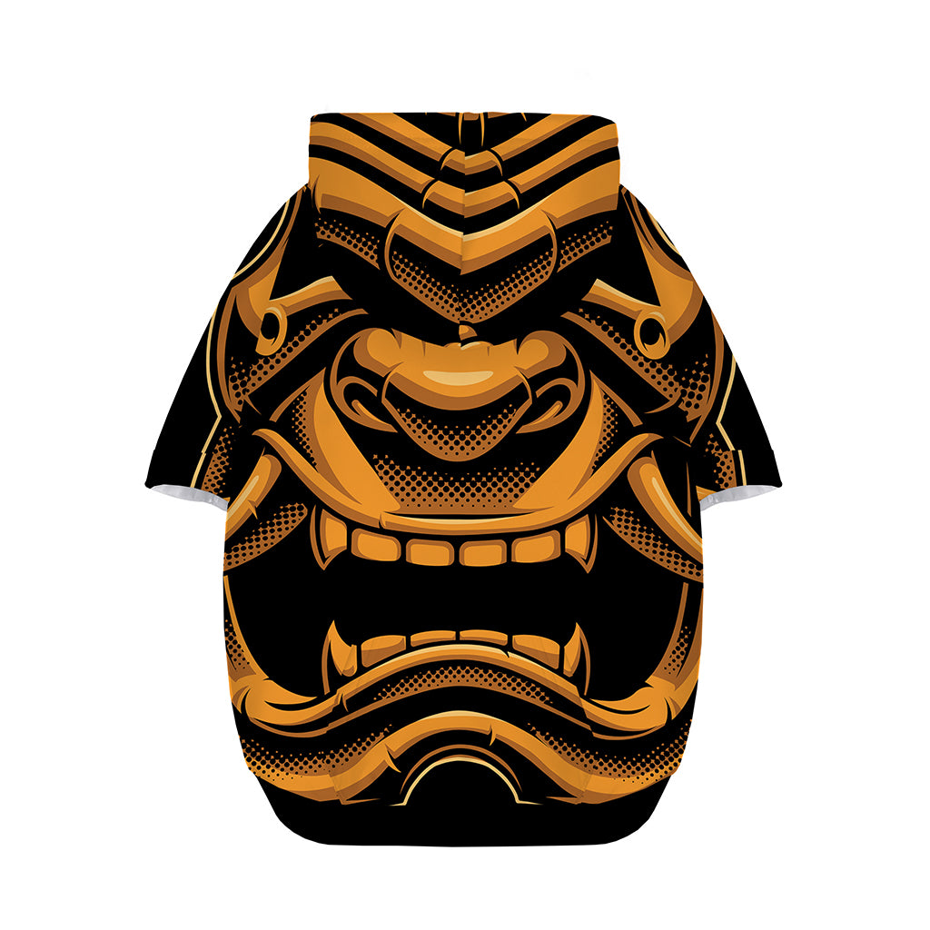 Japanese Warrior Mask Print Dog Zip Up Hoodie