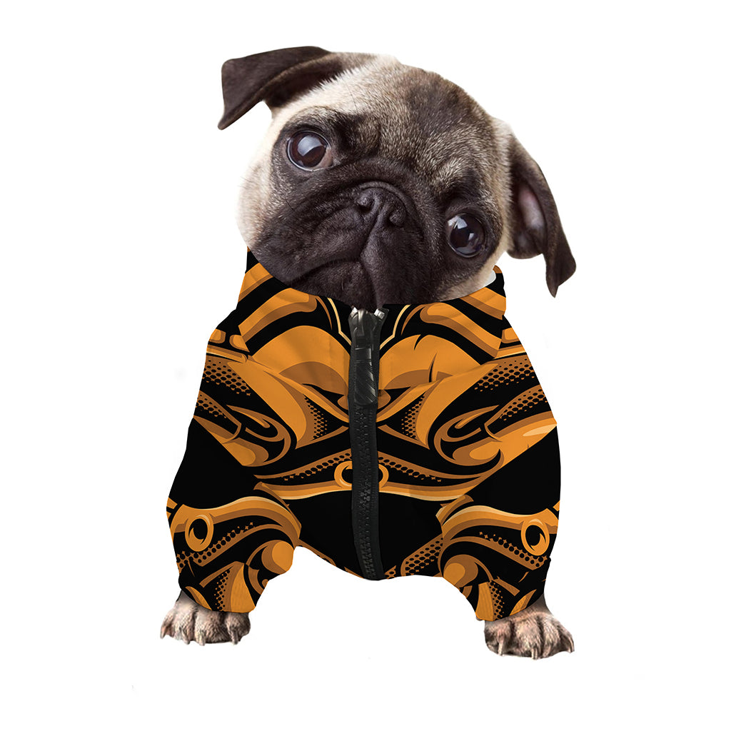 Japanese Warrior Mask Print Dog Zip Up Jacket