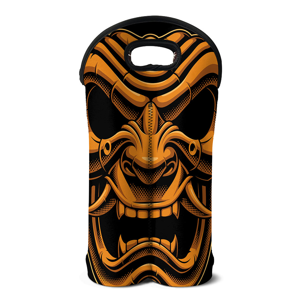 Japanese Warrior Mask Print Double Neoprene Wine Tote