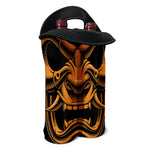 Japanese Warrior Mask Print Double Neoprene Wine Tote