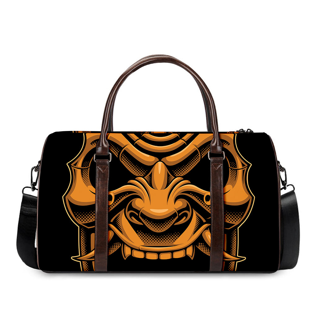Japanese Warrior Mask Print Duffle Bag