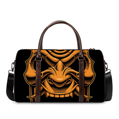 Japanese Warrior Mask Print Duffle Bag