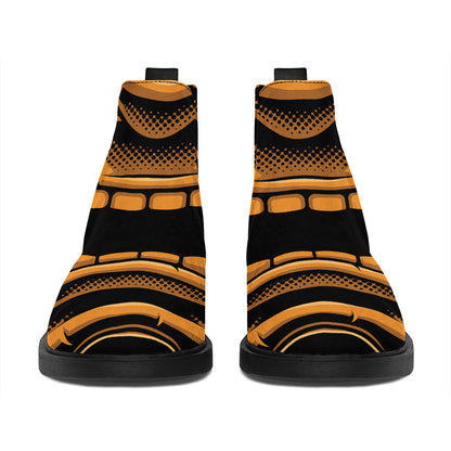 Japanese Warrior Mask Print Flat Ankle Boots
