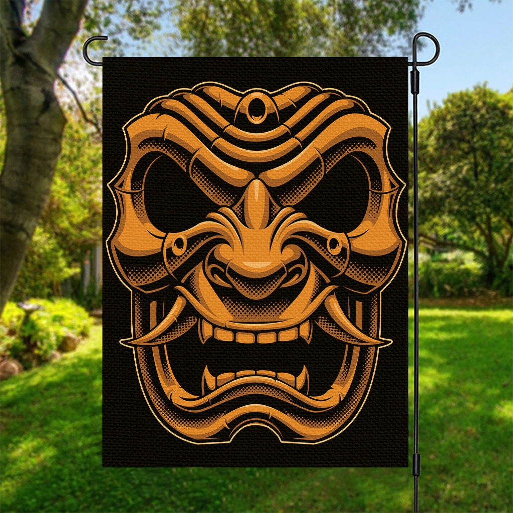 Japanese Warrior Mask Print Garden Flag