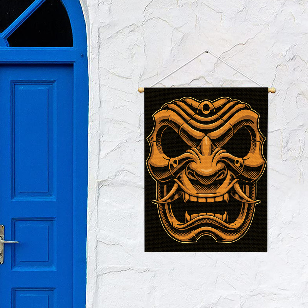Japanese Warrior Mask Print Garden Flag