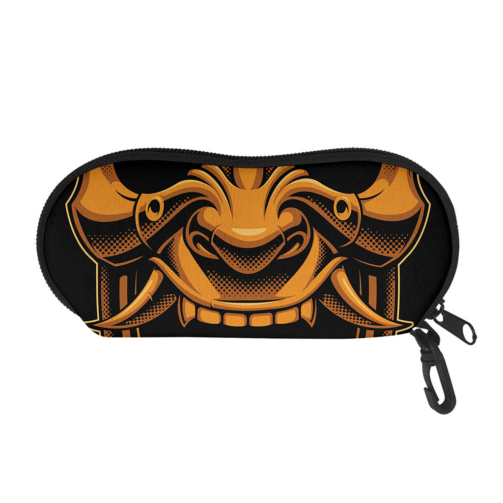 Japanese Warrior Mask Print Glasses Case