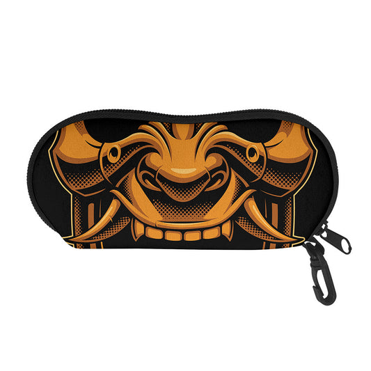Japanese Warrior Mask Print Glasses Case