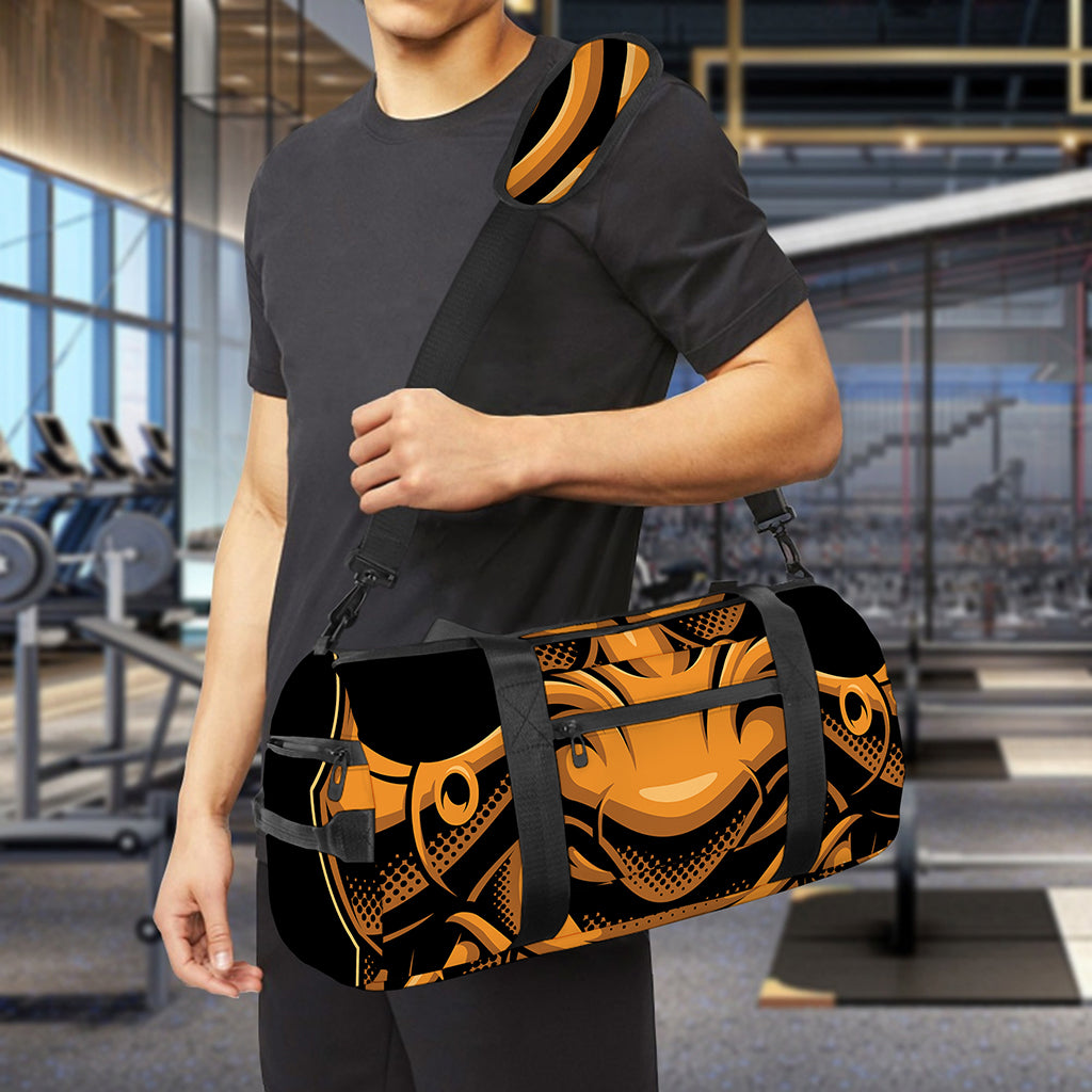 Japanese Warrior Mask Print Gym Bag