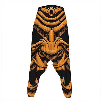 Japanese Warrior Mask Print Hammer Pants