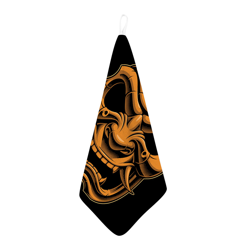 Japanese Warrior Mask Print Hand Towel