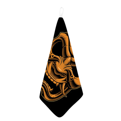Japanese Warrior Mask Print Hand Towel