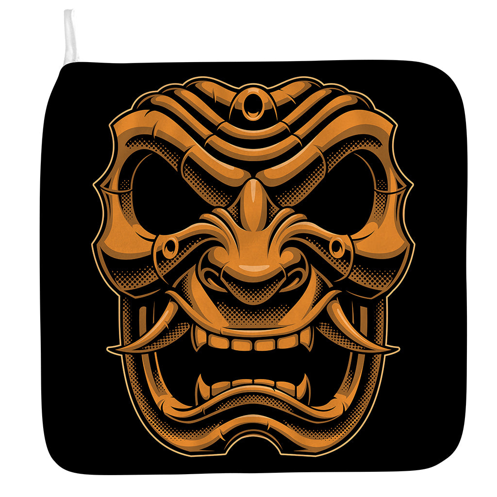 Japanese Warrior Mask Print Hand Towel