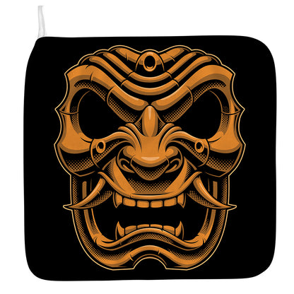 Japanese Warrior Mask Print Hand Towel