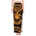 Japanese Warrior Mask Print High Slit Maxi Skirt